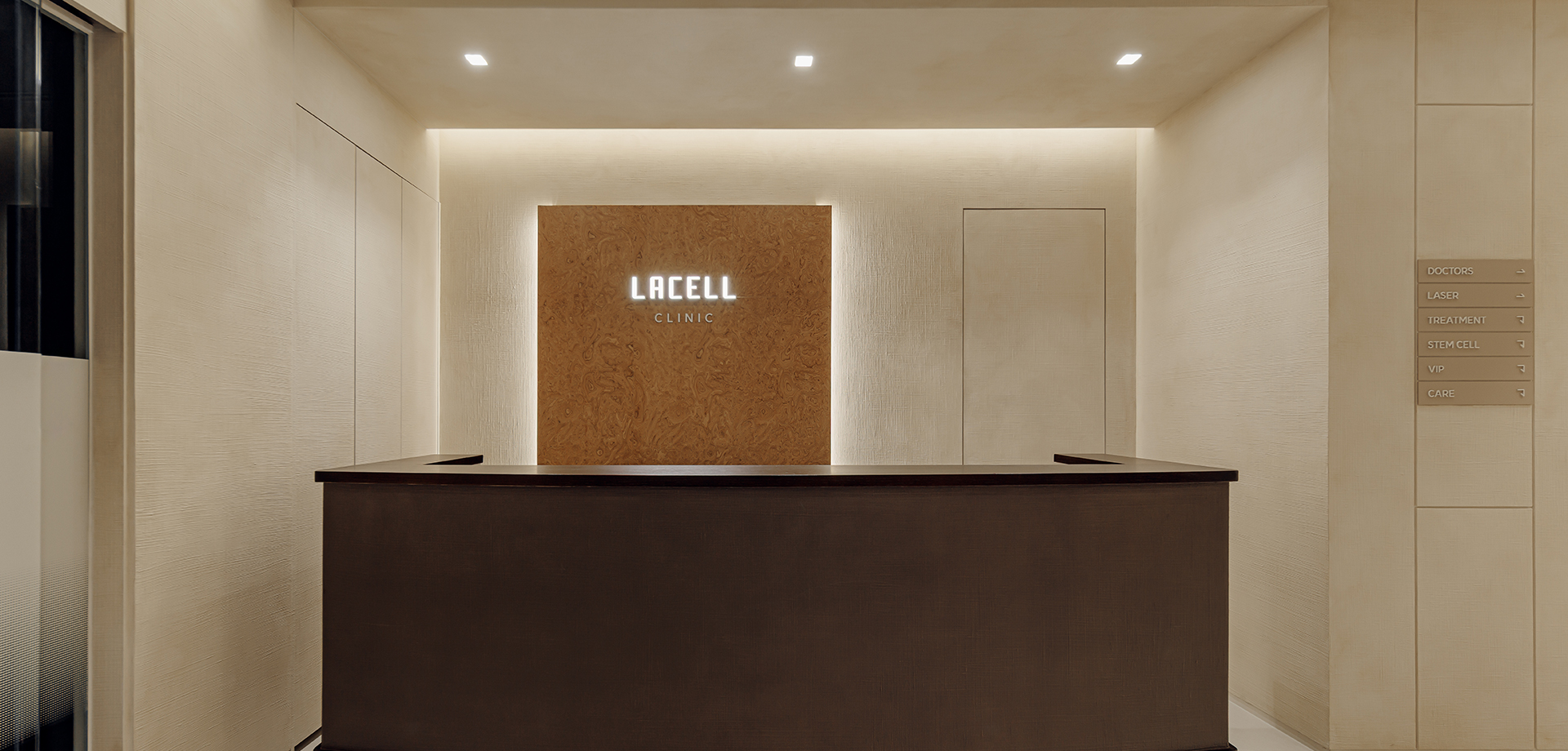 LaCell Clinic branded reception desk